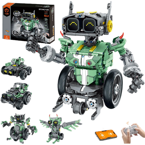 Конструктор STEM на радіокеруванні 5в1 Technic Robot Car  на пульті керування і програмуванням через смартфон 8070 фото