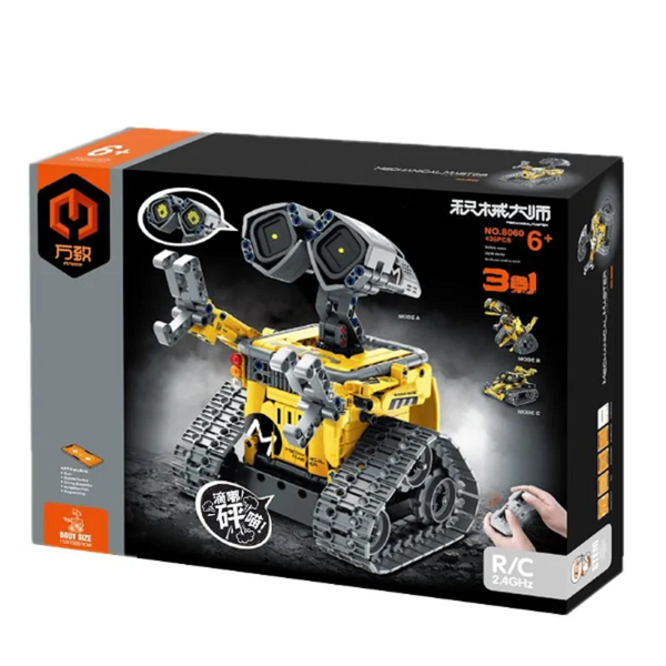 Конструктор STEM на радіокеруванні  Wall-E 3в1 STEAM робот на пульті і програмуванням через смартфон 8060 фото