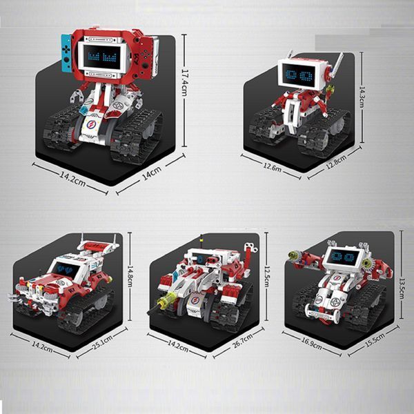 Конструктор STEM на радиоуправлении Robots Pro 5в1 Гоночный автомобиль робот на пульте и программированием через смартфон K96167 фото