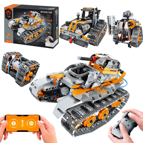 Конструктор STEM на радіокеруванні танк робот-трансформер 4в1 Mechanical Technic Robot STEAM на пульті керування 8052 фото