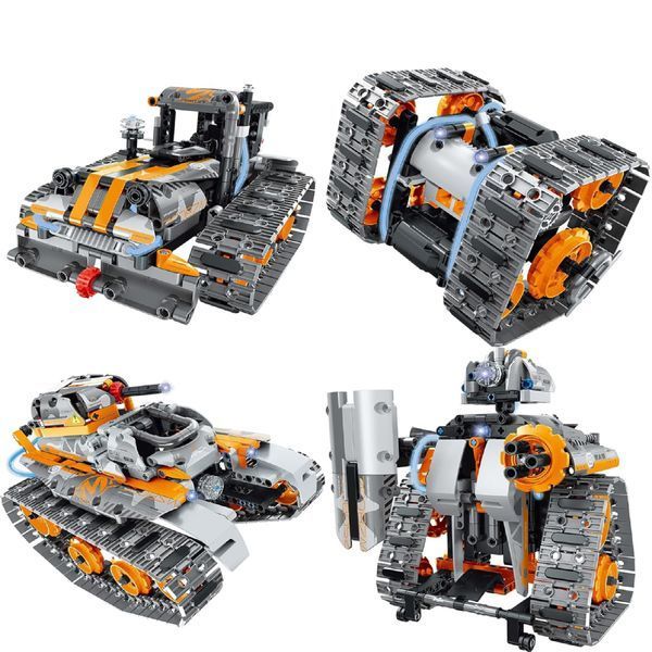 Конструктор STEM на радіокеруванні танк робот-трансформер 4в1 Mechanical Technic Robot STEAM на пульті керування 8052 фото