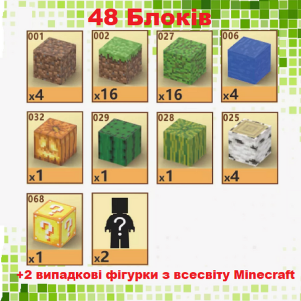 Детский магнитный конструктор Minecraft "Остров" 48 блоков Майнкрафт для  детей от 6 лет T039 фото