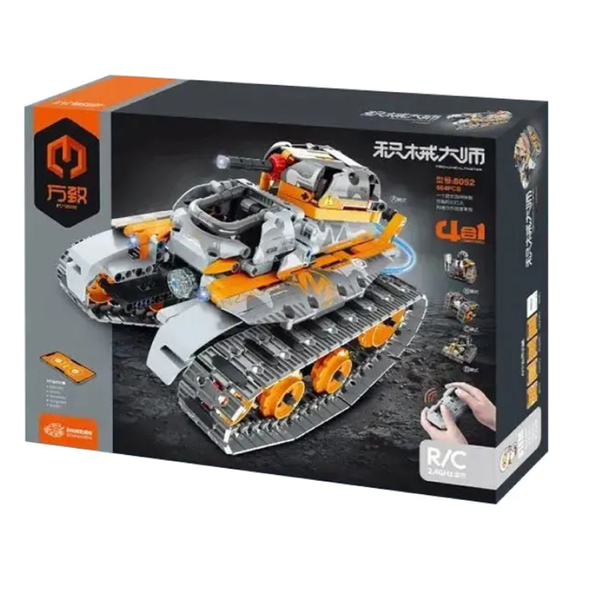 Конструктор STEM на радіокеруванні танк робот-трансформер 4в1 Mechanical Technic Robot STEAM на пульті керування 8052 фото