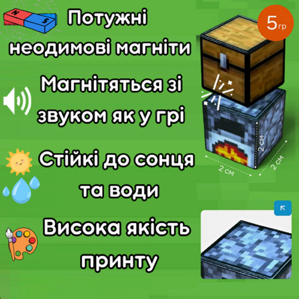 Магнітний конструктор Майнкрафт Портал з деревом 48psc магнітні кубики Minecraft з підсвічуванням в подарунок T027 фото