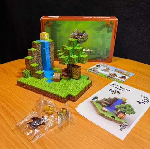 Дитячий магнітний конструктор Minecraft "Водоспад" 128 блоків Майнкрафт з фігурками для дітей від 6 років T059 фото