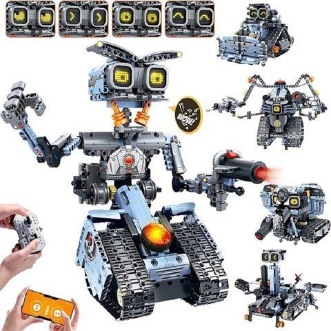 Конструктор STEM на радіокеруванні 5в1 Intelligent Technic Robot на пульті керування і програмуванням через смартфон 8062 фото