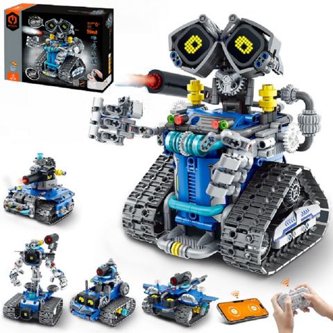 Конструктор STEM на радіокеруванні 5в1 Sillbird Wall-e Technic Robot на пульті керування і програмуванням через смартфон 8069 фото